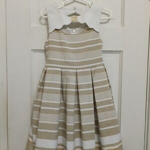 Bonnie Jean Cream A-Line Sleeveless Dress with Peter Pan Collar